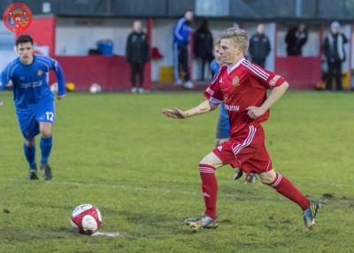 David Brown, who started on the bench for Ossett Town, scored his side's goal from the penalty spot in the last minute. Picture: Mark Gledhill