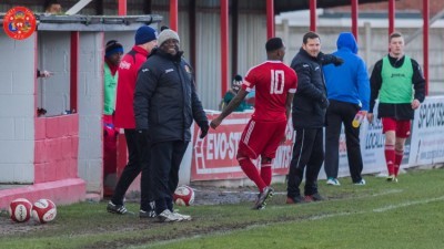 Ossett Town caretaker boss John Francis stood on the side-lines. Picture: Mark Gledhill