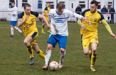 Adam Baker and Liam Ormsby chase down a Rainworth player. Picture: Ian Parker