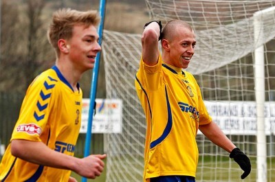 Brad Grayson (right) scored one and set up two in Frickley's victory over Skelmersdale. Picture: Peter Revitt