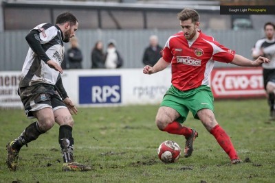 Tom Owen lays the path for Dan Thirkell to score Railway's opener. Picture: Caught Light Photography