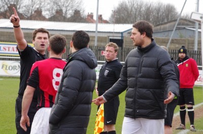 Referee Adam Burgess removed Maltby coach John Stancliffe from the dugout