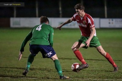 Harry Coates on the attack for Harrogate Railway. Picture: Caught Light Photography