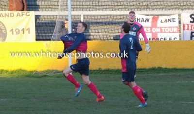 His greatest moment?: Kelsey celebrates his incredible goal from his own half in Shaw Lane's famous FA Vase win at West Auckland