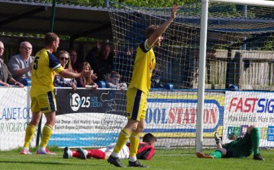 Tadcaster appeal for a corner as they search for an equaliser 