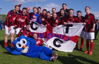 Cleethorpes Town celebrate winning the Toolstation NCEL League Cup after beating Tadcaster 3-2