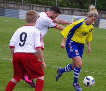 Former Leeds Ladies captain Emma Bentley in possession 