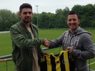 Nostell manager Graham Nicholas with Joel Dixon (left)