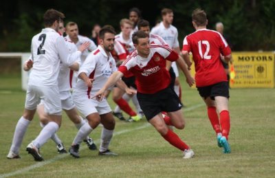 Tom Woolard points in the direction he's running in during Knaresborough's 0-0 draw with Thackley. Picture: Craig Dinsdale