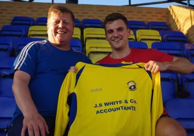 Garforth boss Rob Hunter with returning midfielder Jack McMurrough