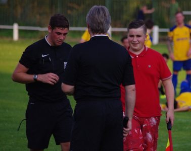 Young Worsbrough stalwart Derren Trevy had to take on assistant referee duties 