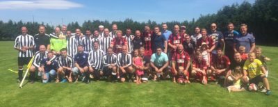 The two teams which helped raise £2000 for the family of Lee Morris' brother-in-law