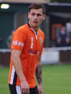 Jason Yates wearing a Brighouse Town jersey on Tuesday night