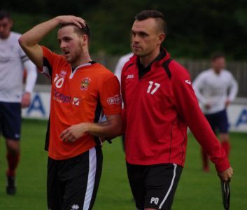 Young Brighouse striker Luke Parkin with his new manager Paul Quinn