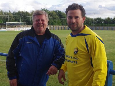 Garforth Town manager Rob Hunter with Russ Headley