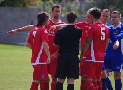 Runcorn Town players were regularly in the face of referee Phil Cartlich