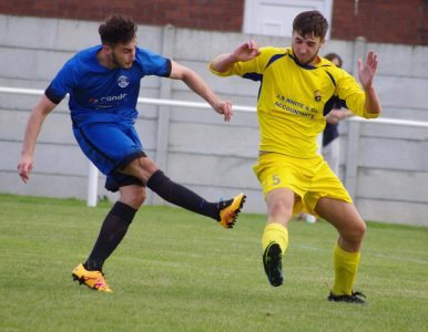 Hemsworth midfielder Sam Jones shoots for goal