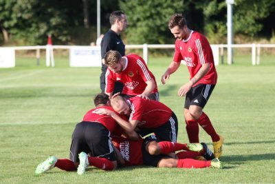 Knaresborough celebrate during the late finale against Hallam. Picture: Craig Dinsdale