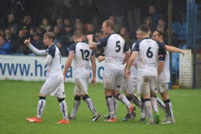 Tadcaster celebrate Charlie Binns' goal. Picture: Matthew Appleby