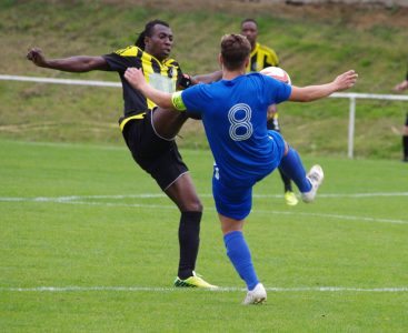 Franck Zalo in one of his many battles with Hallam captain James Reed