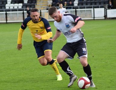 Jonathan Greening in action for Tadcaster in the 0-0 draw at Bamber Bridge. Picture: Matthew Appleby