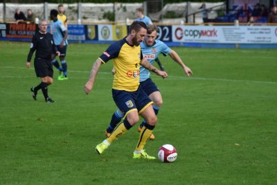 Jonathan Greening in action during Tadcaster's defeat to Kendal Town. Picture: Matthew Appleby