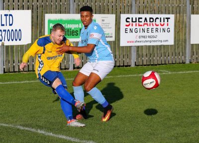 Action from Stocksbridge 0-0 Rugby Town. Picture: Peter Revitt