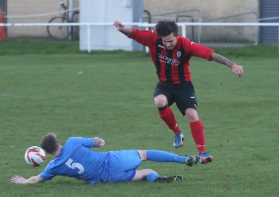 Hat-trick hero Mark Bett hurdles a tackle in Campion's 5-3 win over Rossington. Picture: alexdanielphotos.co.uk