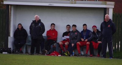 Selby joint bosses Graham Hodder (left) and Nigel Emery (right) watch on from the side-lines 