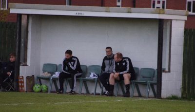 Penistone boss Ian Richards sits down for a breather from patrolling the touchline 