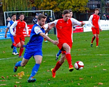 Joe Lumsden on the attack for Stocksbridge during the 3-2 win at Spalding