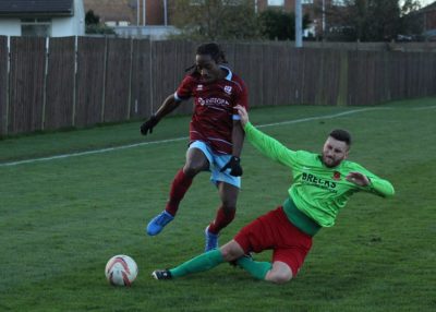 Action from AFC Emley 7-1 Selby Town. Picture: Mark Parsons